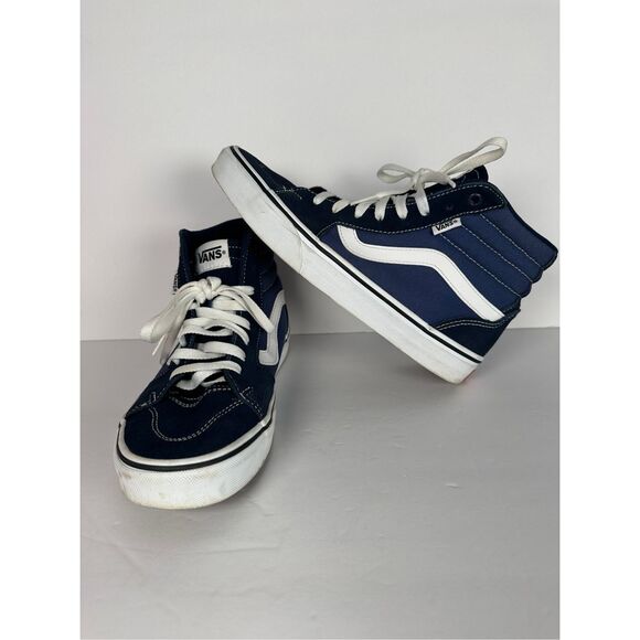 Vans High Top Canvas Blue Sneakers Sz Mens 8 - Picture 1 of 10